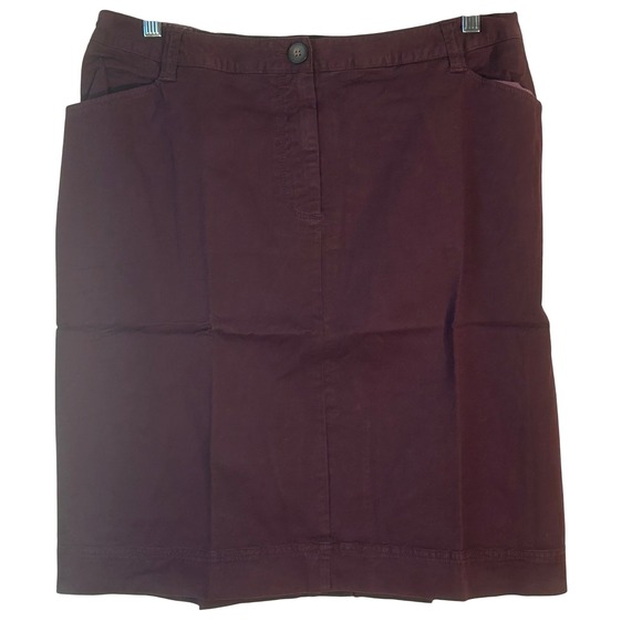 Lands' End Dresses & Skirts - Lands End Deep Burgundy Stretch Chino Skirt 14W Maroon Purple‎ Knee Length